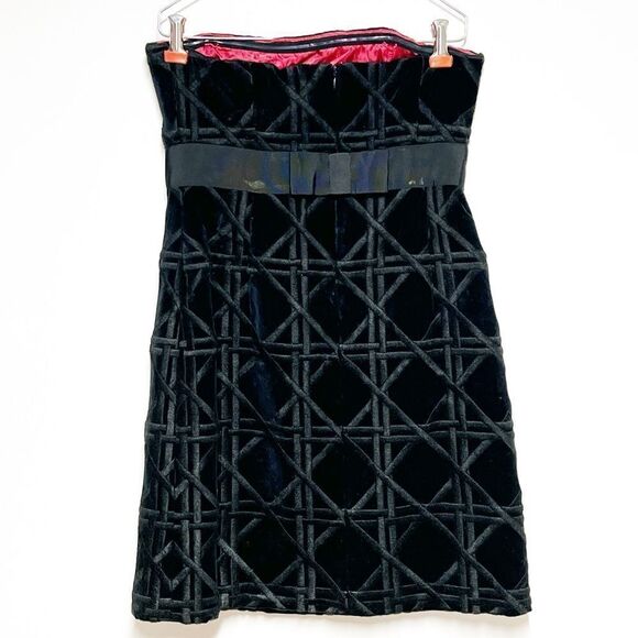 NWT vineyard vines Black Velvet Strapless Carolyn Lattice Dress Size 6 - Picture 5 of 8